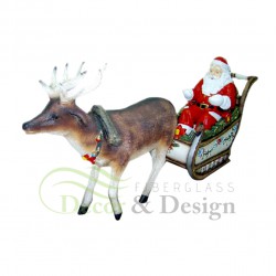 Figurine décorative - Père Noël sur un traîneau avec des rennes
