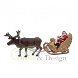 Figurine décorative - Père Noël sur un traîneau avec des rennes