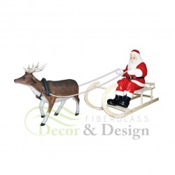 Decorative figure Statue Santa on sleigh with reindeer