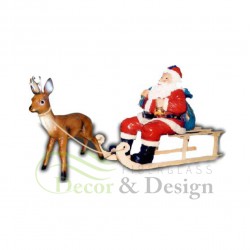Decorative figure Statue Santa on sleigh with reindeer